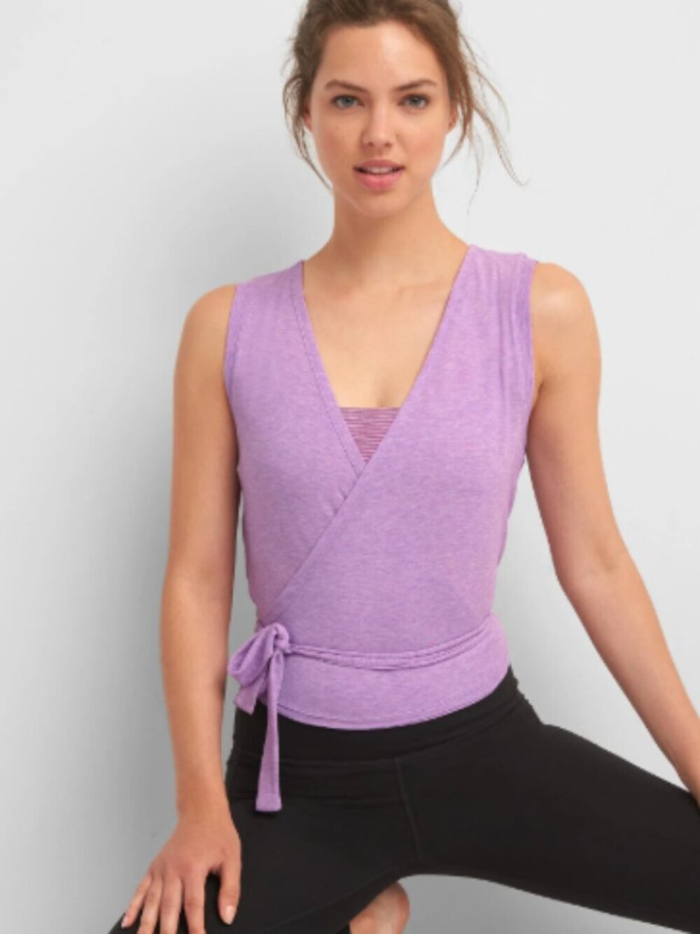 Gap Fit Jersey Lilac Wrap "Breathe" Top Women's XS